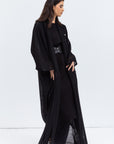 Flow Abaya in Black Mesh