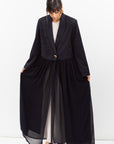 Top Jacket Abaya in Navy Jacquard