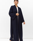 Fluid Shawl Lapel Abaya in Navy Blue