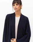Fluid Shawl Lapel Abaya in Navy Blue