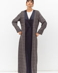 Winter Coat Abaya in Blue Pattern