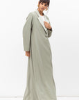 Tuxedo Abaya with Flower Button in Pastel Green