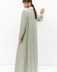 Tuxedo Abaya with Flower Button in Pastel Green