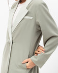 Tuxedo Abaya with Flower Button in Pastel Green