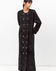 Front Closing Jacquard Abaya in Black