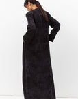 Front Closing Jacquard Abaya in Black