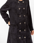 Front Closing Jacquard Abaya in Black