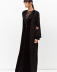 Winter Coat Abaya with Velvet Front in Black