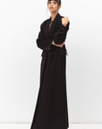 Tuxedo Abaya with Lace Belt in Black RTW
