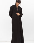 Tuxedo Abaya with Lace Belt in Black