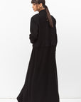 Tuxedo Abaya with Lace Belt in Black RTW
