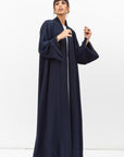 Fluid Shawl Lapel Abaya in Teal Blue