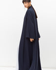 Fluid Shawl Lapel Abaya in Teal Blue