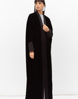 Velvet Butterfly Abaya with Quilted Details in Black