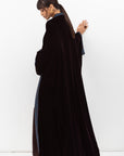 Velvet Abaya with Printed Brown and Blue