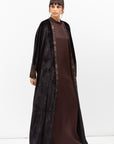 Velvet Butterfly Abaya in Printed Copper Black RTW
