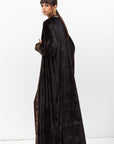Velvet Butterfly Abaya in Printed Copper Black