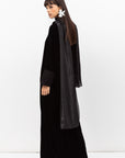 Velvet Butterfly Abaya with Quilted Details in Black