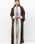 Double Flow Abaya in Matte Taupe