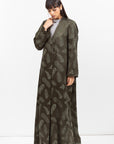 Structured Abaya in Feather Print Olive