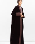 Velvet Butterfly Abaya with Quilted Details in Brown