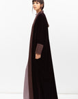 Velvet Butterfly Abaya with Quilted Details in Brown