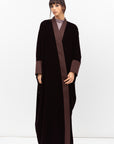 Velvet Butterfly Abaya with Quilted Details in Brown RTW