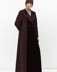 Winter Coat Abaya with Velvet Front in Brown