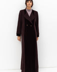 Winter Coat Abaya with Velvet Front in Brown