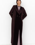 Winter Coat Abaya with Velvet Front in Brown
