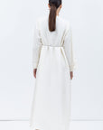Straight Cut Silk Kaftan in Ivory with Golden Japanese Collar