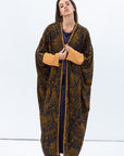 Butterfly Abaya in Black and Amber Pattern