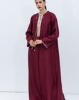 Straight Cut Silk Kaftan in Maroon with Back Detail RTW