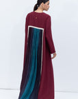 Straight Cut Silk Kaftan in Maroon with Back Detail RTW