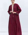 Straight Cut Silk Kaftan in Maroon with Back Detail RTW