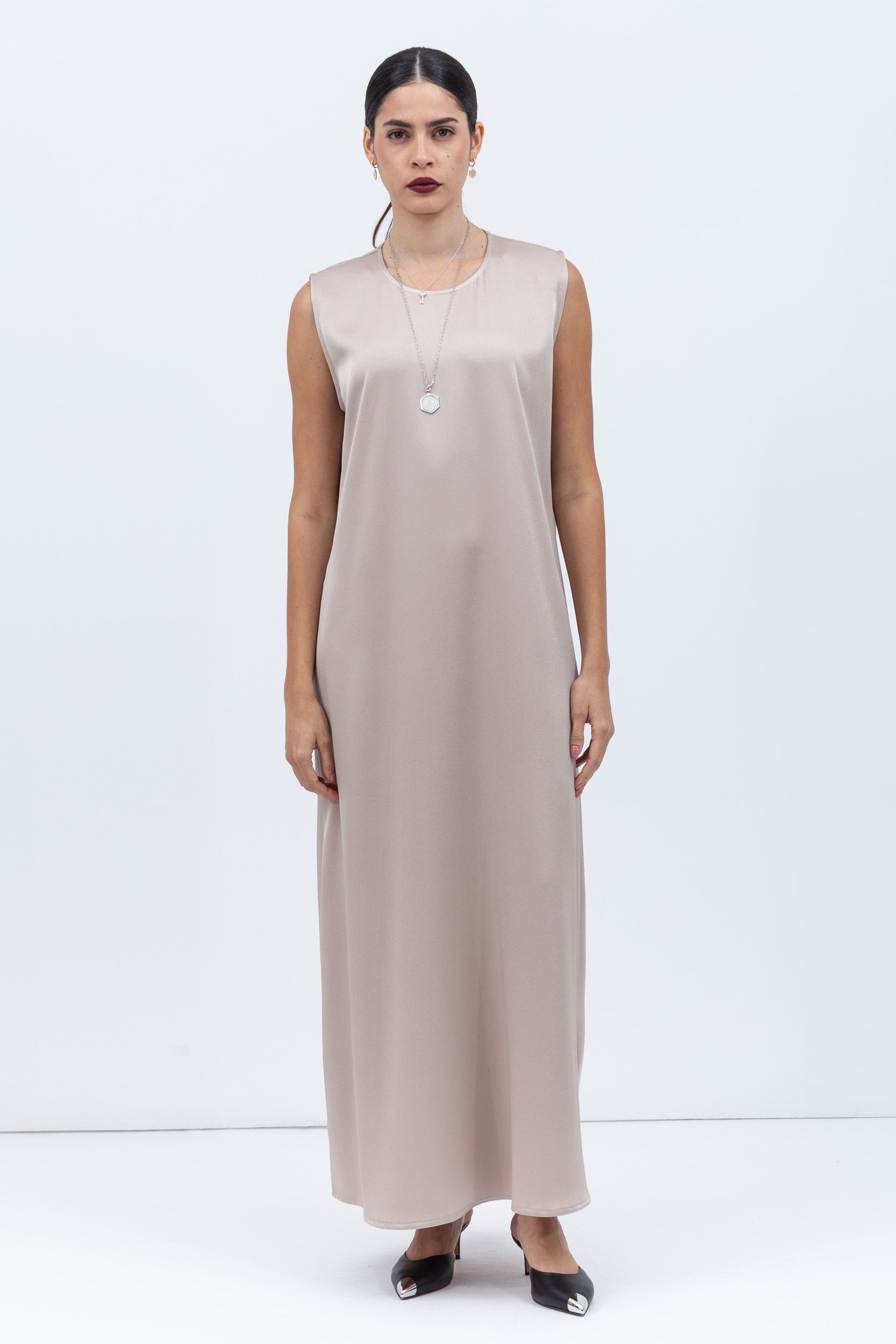 Premium Satin Under Dress in Dusty Pink
