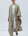 Flow Abaya in Textured Green Tea RTW