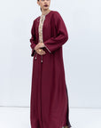 Straight Cut Silk Kaftan in Maroon with Back Detail RTW