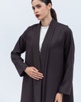 Tencel Twill Abaya in Brown with Double Piping Details RTW