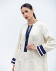Ivory Kaftan with Blue Details