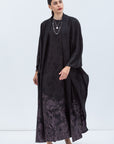 Flow Abaya in Black with Purple Floral Print RTW