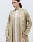 Layer Abaya in Light Golden Green Jacquard