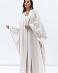 Flow Abaya with Satin Lapel in Cream