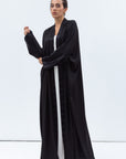 Loose cut Abaya in Black with Black Satin Detailing