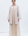 Straight Cut Kaftan in Ivory with Embroidered Center Front