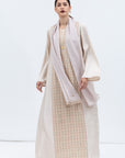 Straight Cut Kaftan in Ivory with Embroidered Center Front