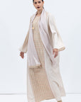 Straight Cut Kaftan in Ivory with Embroidered Center Front