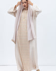 Straight Cut Kaftan in Ivory with Embroidered Center Front