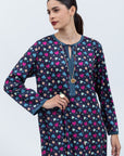 Straight Cut Kaftan with Dark Blue Pink Print