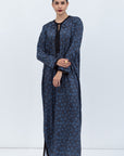 Straight Cut Kaftan with Blue Flower Print